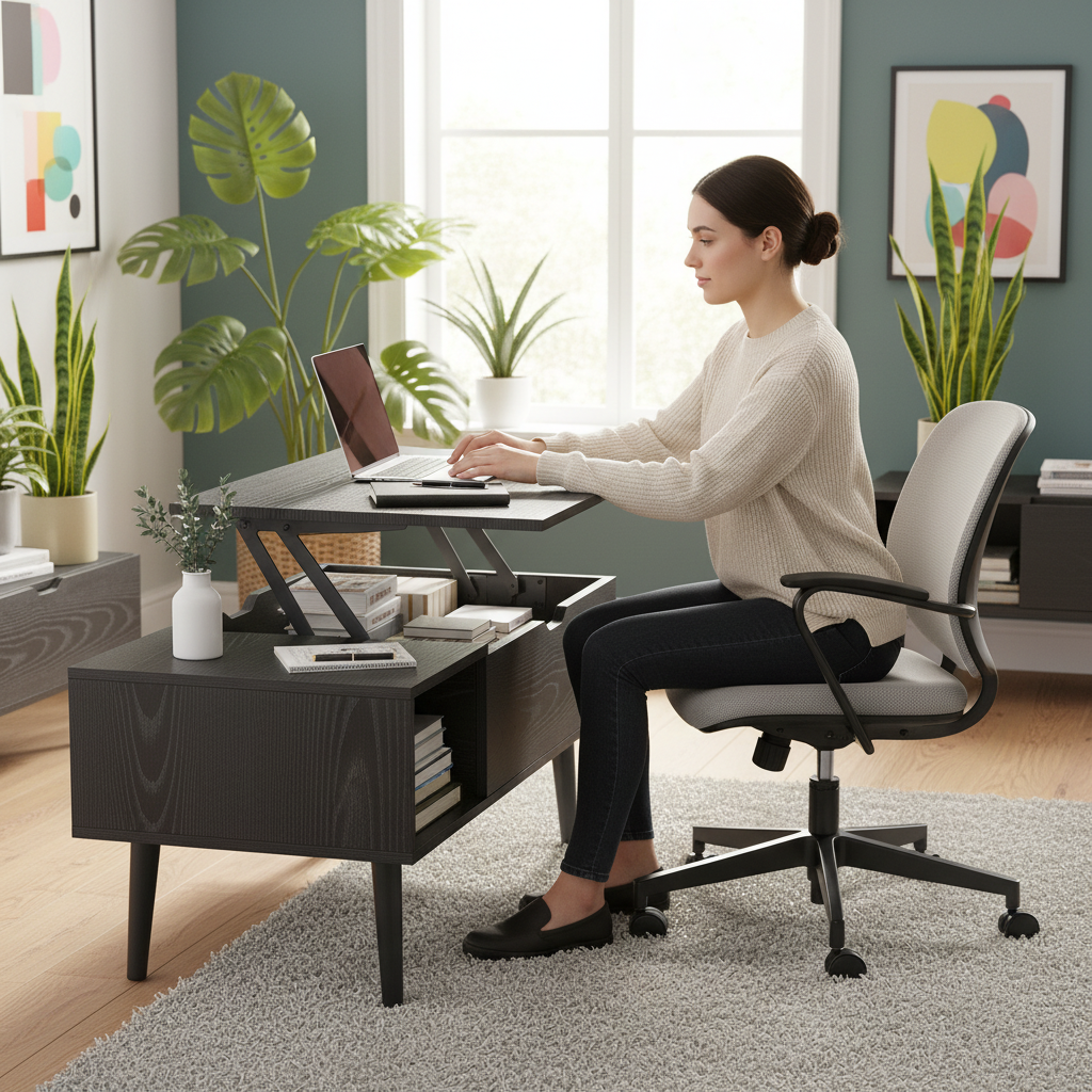 JHK Lift Top Coffee Tables For Living Room 39.37"x19.7" Desk Tea Wood Dining Tables Adjustable Storage Shelf Easy Lift Or Lower