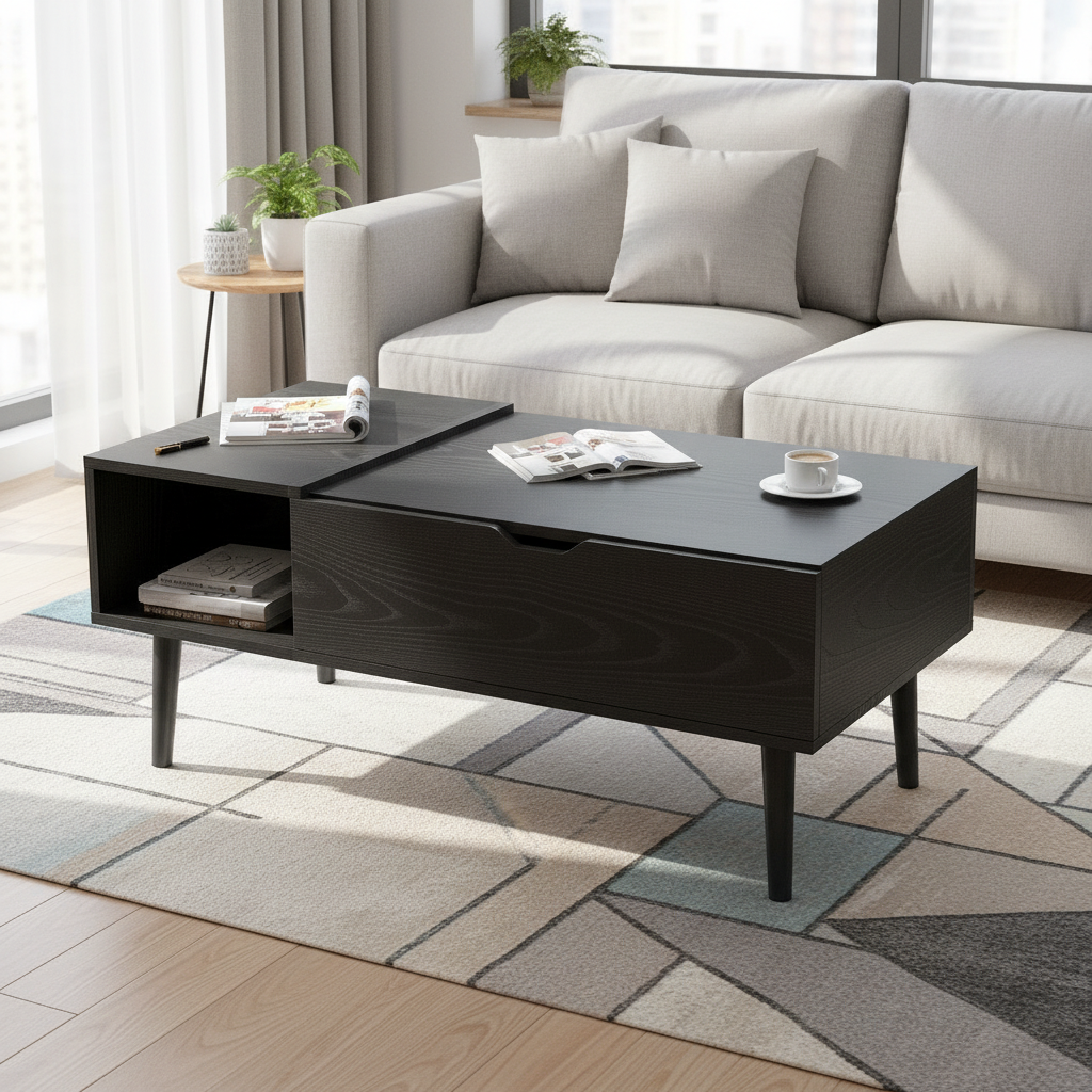 JHK Lift Top Coffee Tables For Living Room 39.37"x19.7" Desk Tea Wood Dining Tables Adjustable Storage Shelf Easy Lift Or Lower